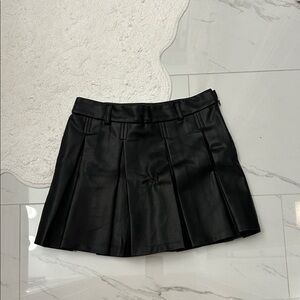Zara Black Pleated Leather Skirt